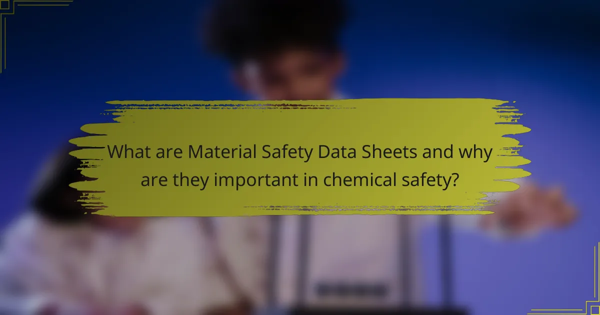 What are Material Safety Data Sheets and why are they important in chemical safety?